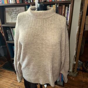 Express cozy cowl neck oatmeal heathered M oversized sweater